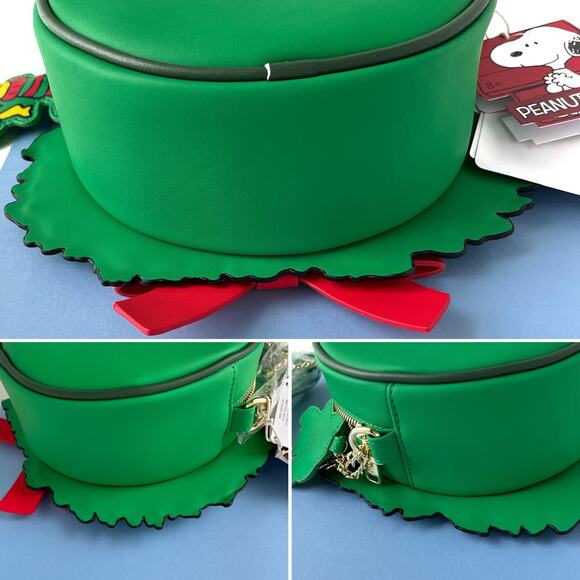 Loungefly Snoopy Christmas Wreath Crossbody Woodstock Peanuts Light Up Holiday - Picture 12 of 13